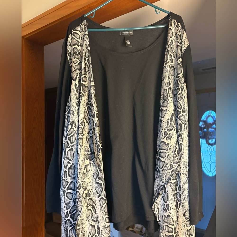 Karen Brooks Black Animal Print Top 3X